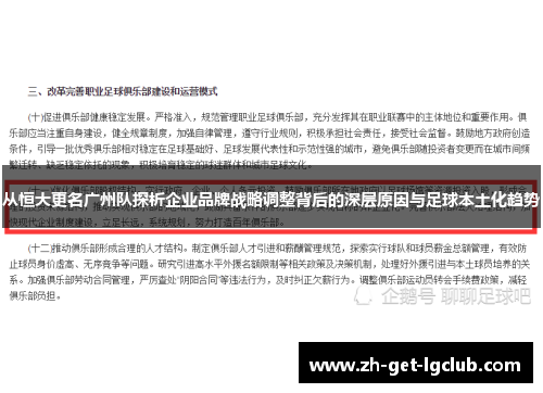 从恒大更名广州队探析企业品牌战略调整背后的深层原因与足球本土化趋势